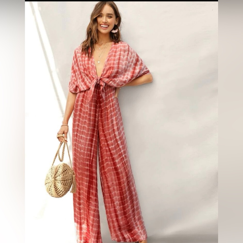 New Rusty Rose White tie dye jumpsuit